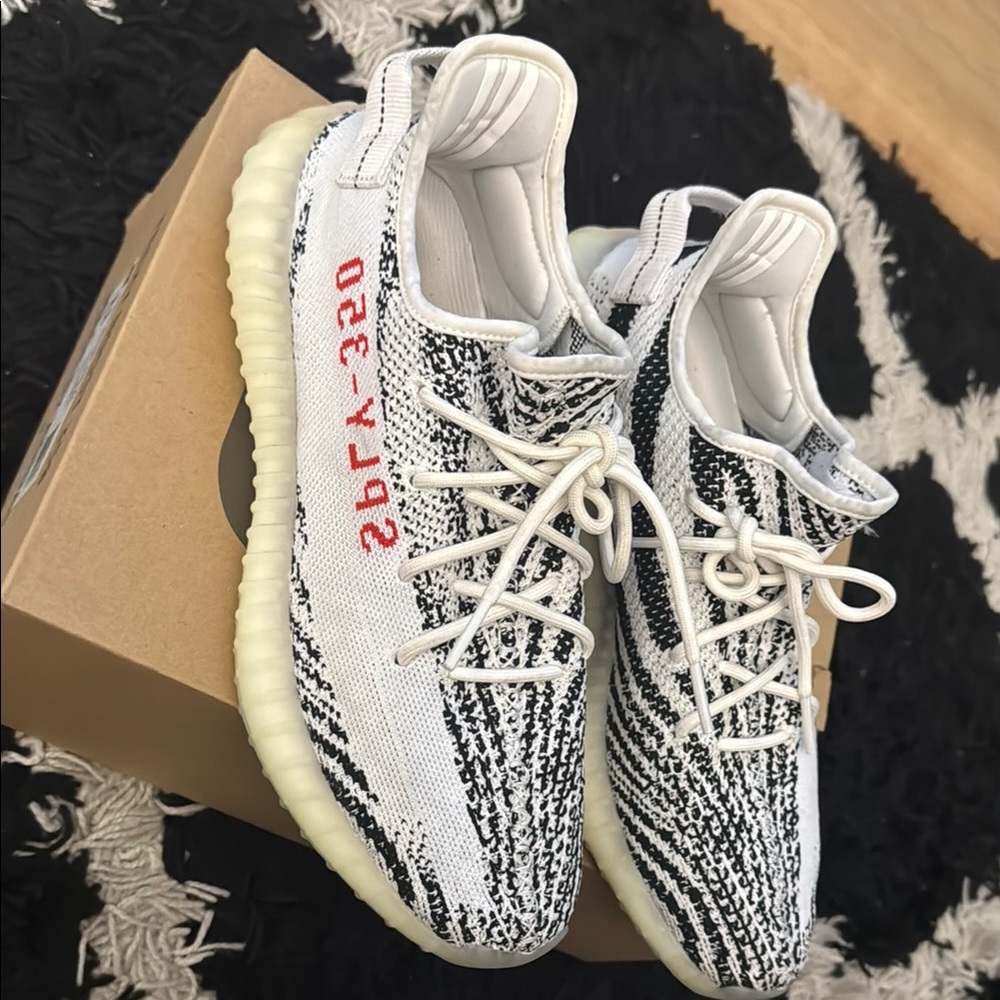 Adidas Yeezy Boost 350 V2 Black and White with Red Detail